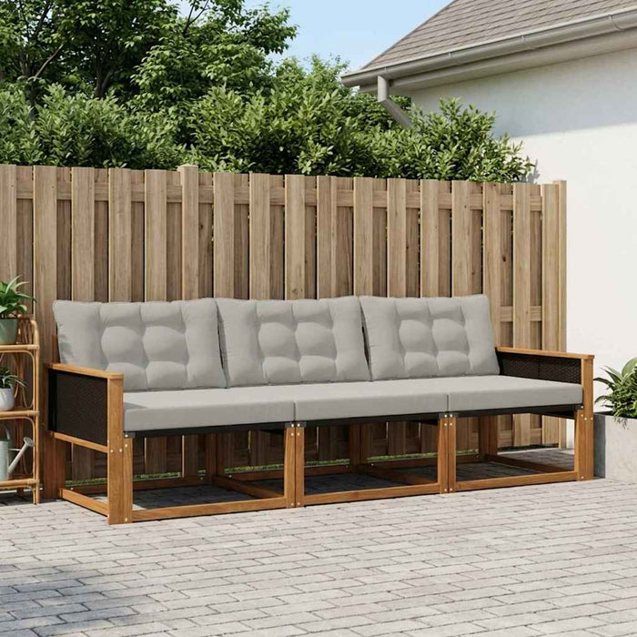 Set de canapele de exterior 3 pcs Natural și gri deschis WALTI