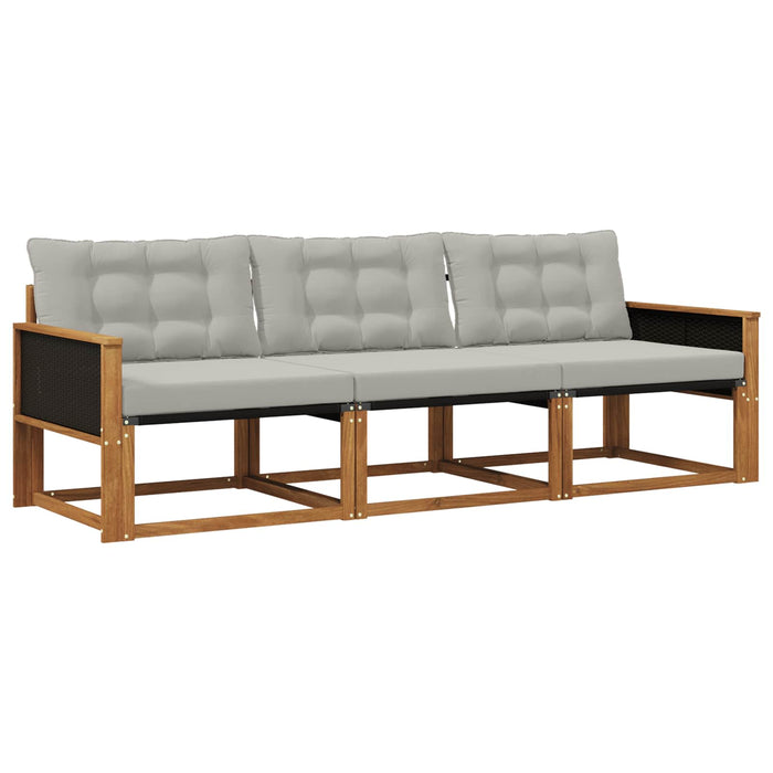 Set de canapele de exterior 3 pcs Natural și gri deschis WALTI