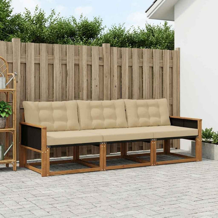 Set de canapele de exterior cu pernă 3 pcs Natural și Bej - WALTI WALTI