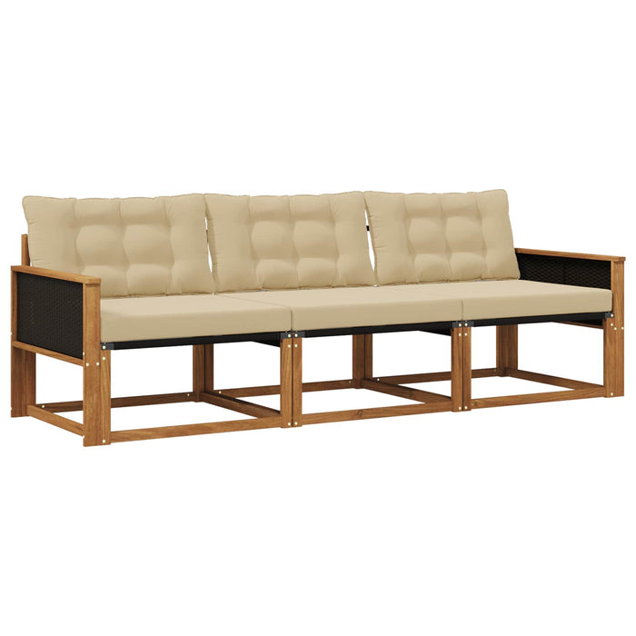Set de canapele de exterior cu pernă 3 pcs Natural și Bej - WALTI WALTI