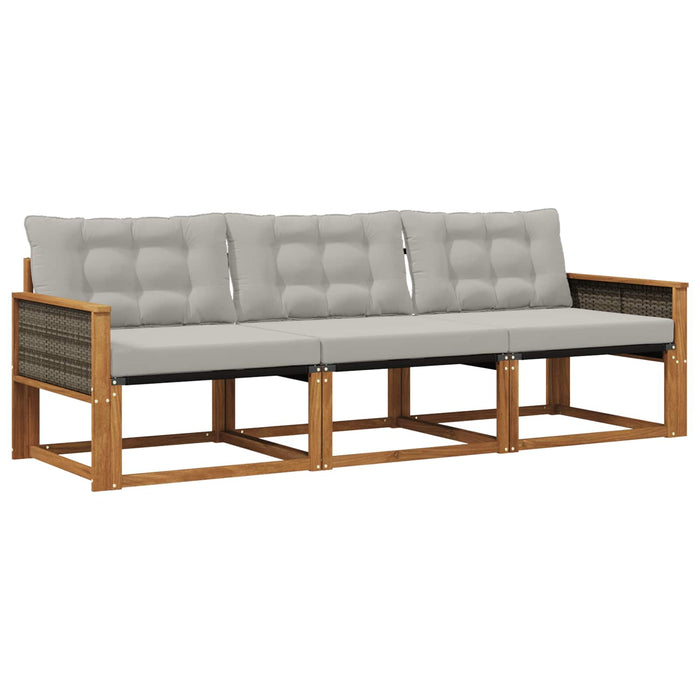 Set de canapele de exterior 3 pcs Natural și gri deschis WALTI