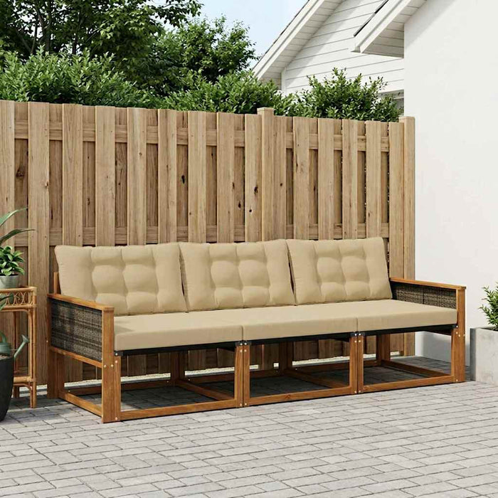 Set de canapele de exterior cu pernă 3 pcs Natural și Bej - WALTI WALTI