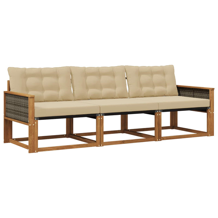 Set de canapele de exterior cu pernă 3 pcs Natural și Bej - WALTI WALTI