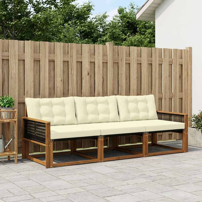 Set de canapele de exterior cu pernă 3 pcs Natural și Crem WALTI