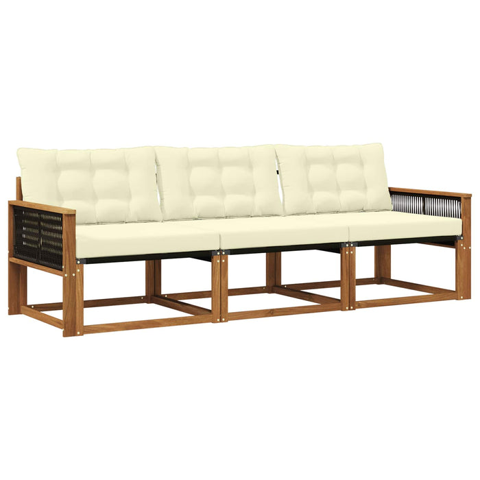 Set de canapele de exterior cu pernă 3 pcs Natural și Crem WALTI
