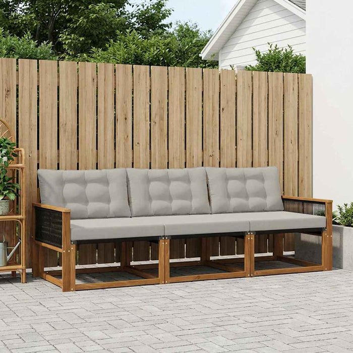 Set de canapele de exterior 3 pcs Natural și gri deschis WALTI