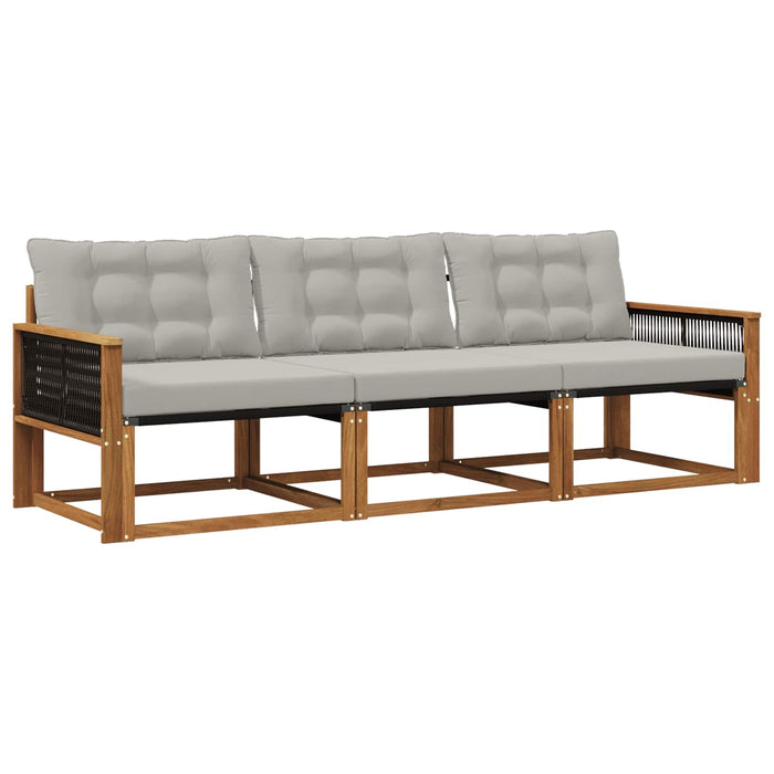 Set de canapele de exterior 3 pcs Natural și gri deschis WALTI