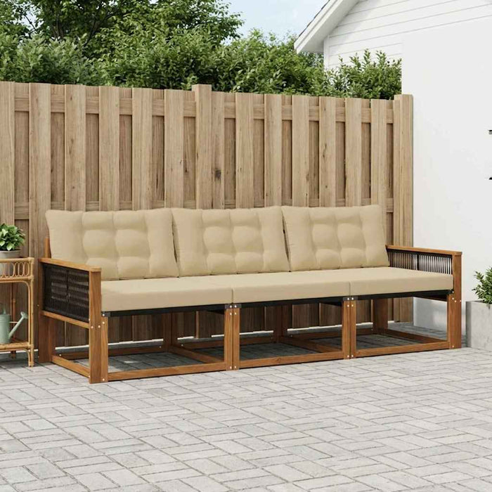 Set de canapele de exterior cu pernă 3 pcs Natural și Bej WALTI