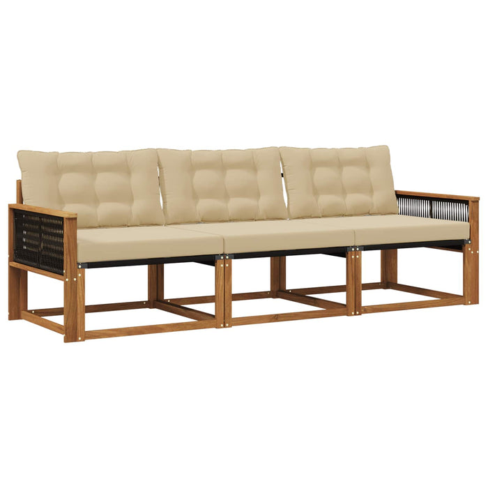 Set de canapele de exterior cu pernă 3 pcs Natural și Bej WALTI