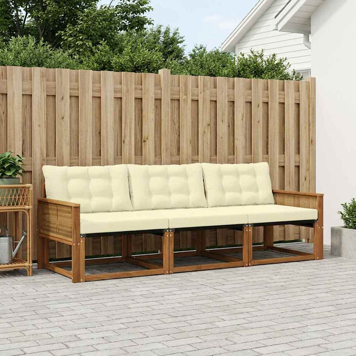 Set de canapele de exterior cu pernă 3 pcs Natural și Crem WALTI