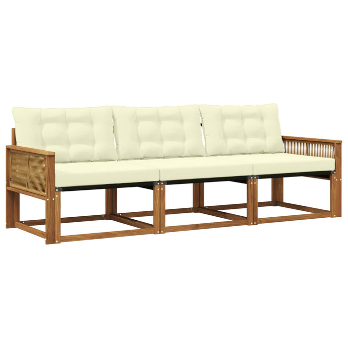 Set de canapele de exterior cu pernă 3 pcs Natural și Crem WALTI