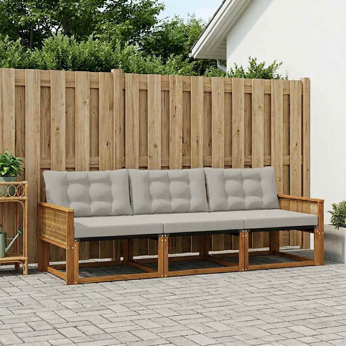 Set de canapele de exterior 3 pcs Natural și gri deschis WALTI