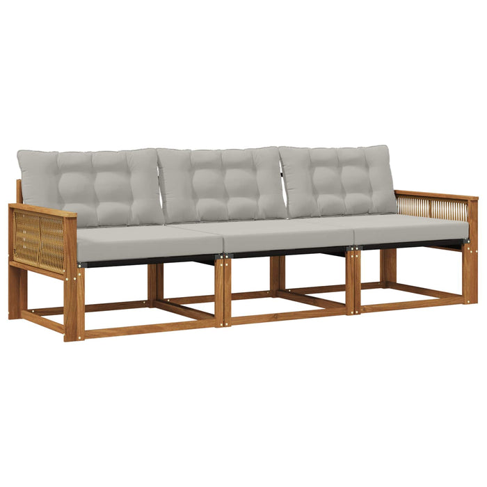 Set de canapele de exterior 3 pcs Natural și gri deschis WALTI