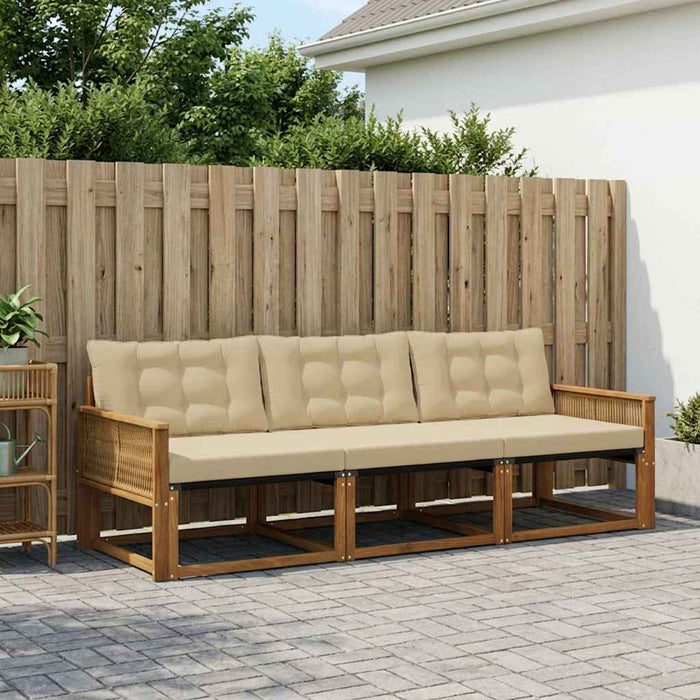 Set de canapele de exterior cu pernă 3 pcs Natural și Bej WALTI