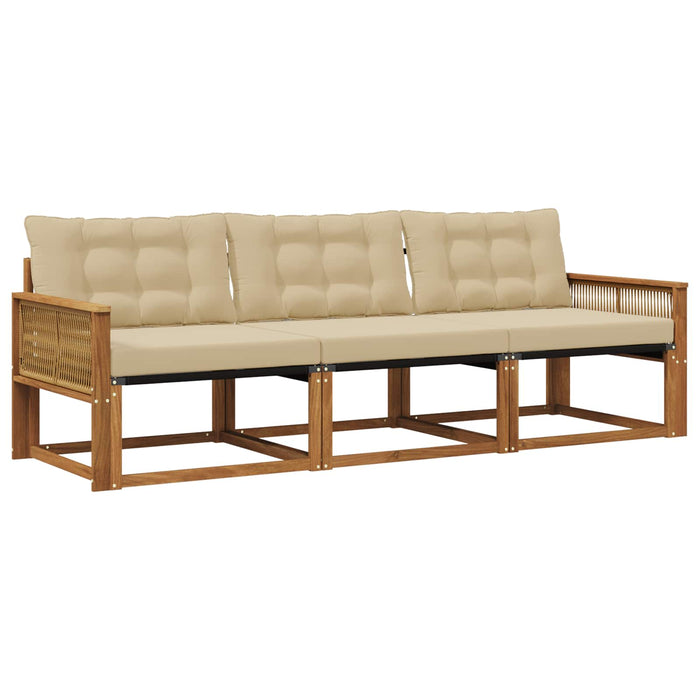 Set de canapele de exterior cu pernă 3 pcs Natural și Bej WALTI