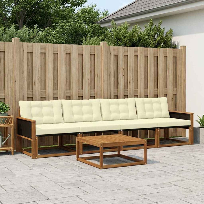 Set de canapele de exterior cu pernă 5 pcs Natural și Crem WALTI