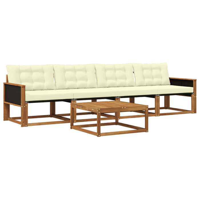 Set de canapele de exterior cu pernă 5 pcs Natural și Crem WALTI