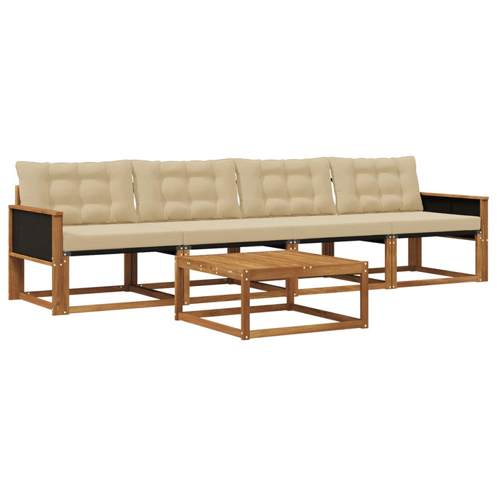 Set de canapele de exterior cu pernă 5 pcs Natural și Bej WALTI