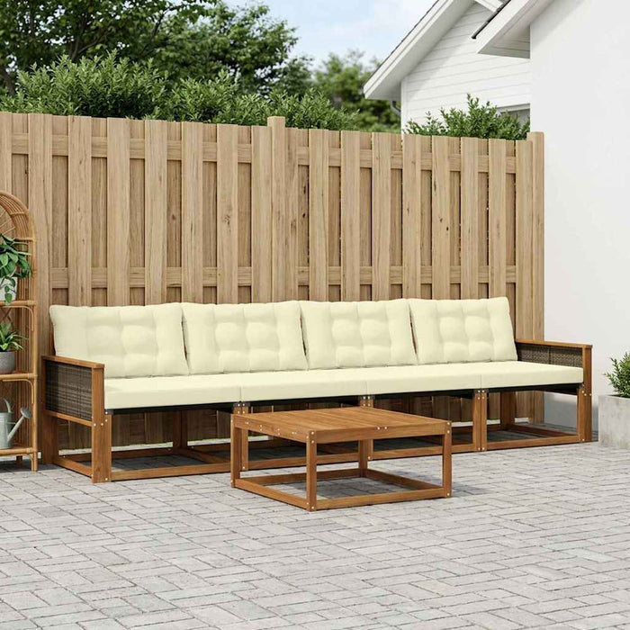 Set de canapele de exterior cu pernă 5 pcs Natural și Crem WALTI