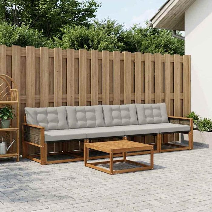 Set de canapele de exterior 5 pcs Natural și gri deschis WALTI