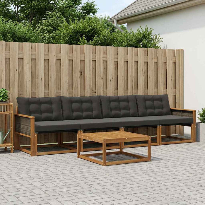 Set de canapele de exterior cu pernă 5 pcs Natural și Negru WALTI