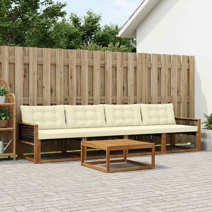 Set de canapele de exterior cu pernă 5 pcs Natural și Crem WALTI