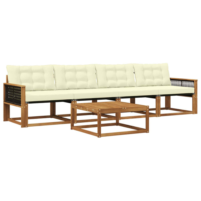Set de canapele de exterior cu pernă 5 pcs Natural și Crem WALTI