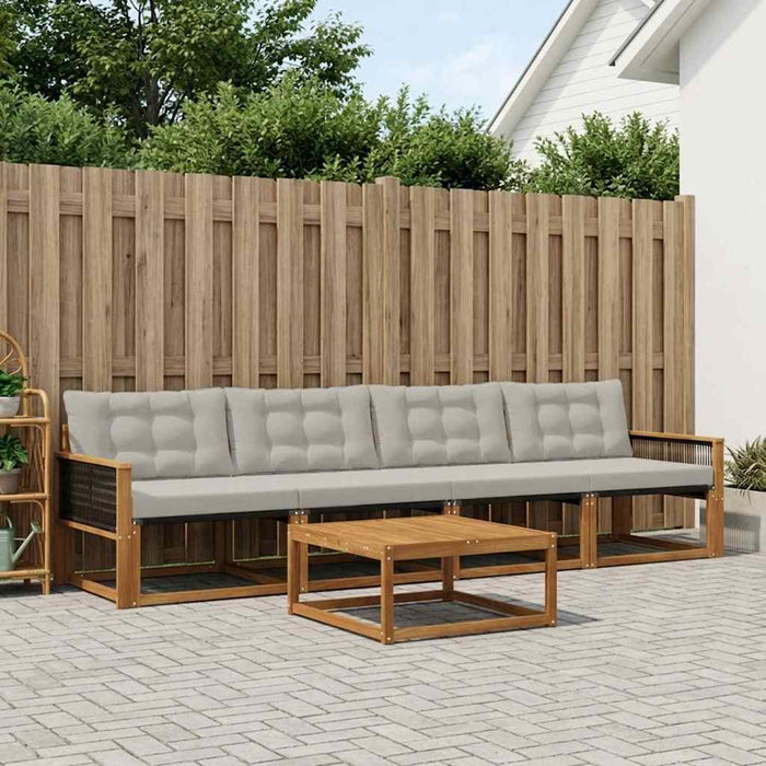 Set de canapele de exterior 5 pcs Natural și gri deschis WALTI