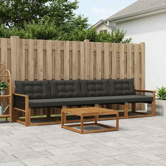Set de canapele de exterior cu pernă 5 pcs Natural și Negru WALTI