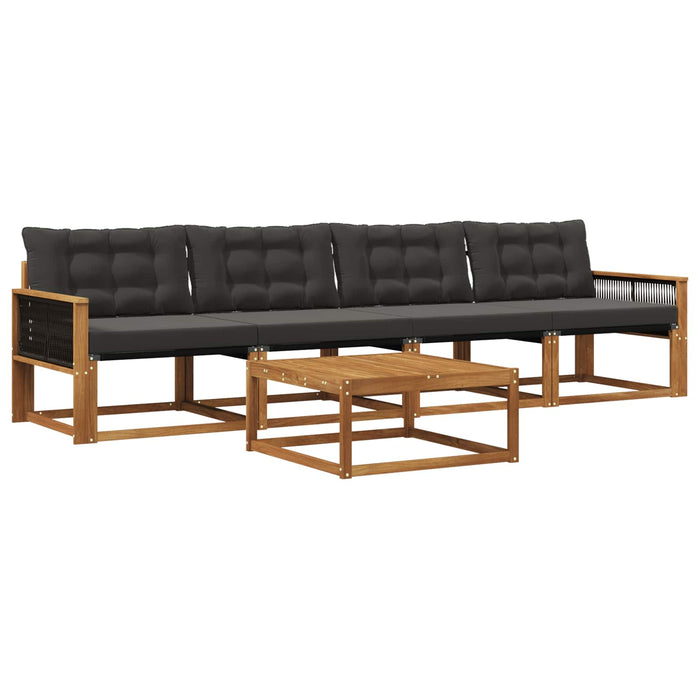 Set de canapele de exterior cu pernă 5 pcs Natural și Negru WALTI