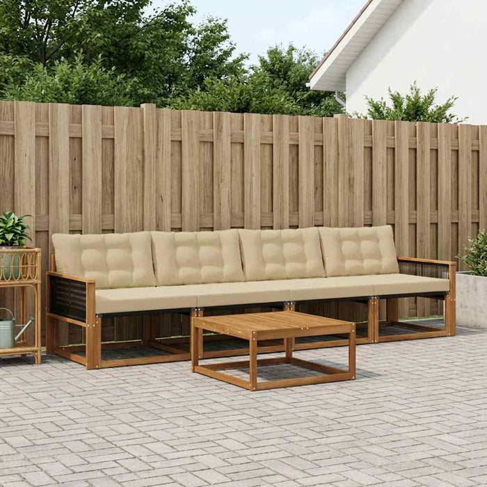 Set de canapele de exterior cu pernă 5 pcs Natural și Bej WALTI