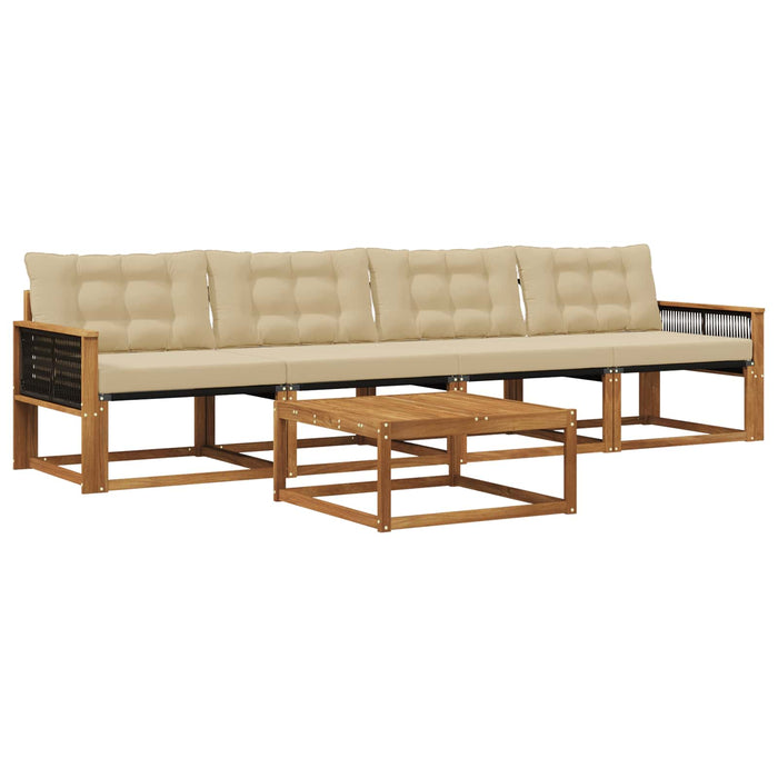 Set de canapele de exterior cu pernă 5 pcs Natural și Bej WALTI