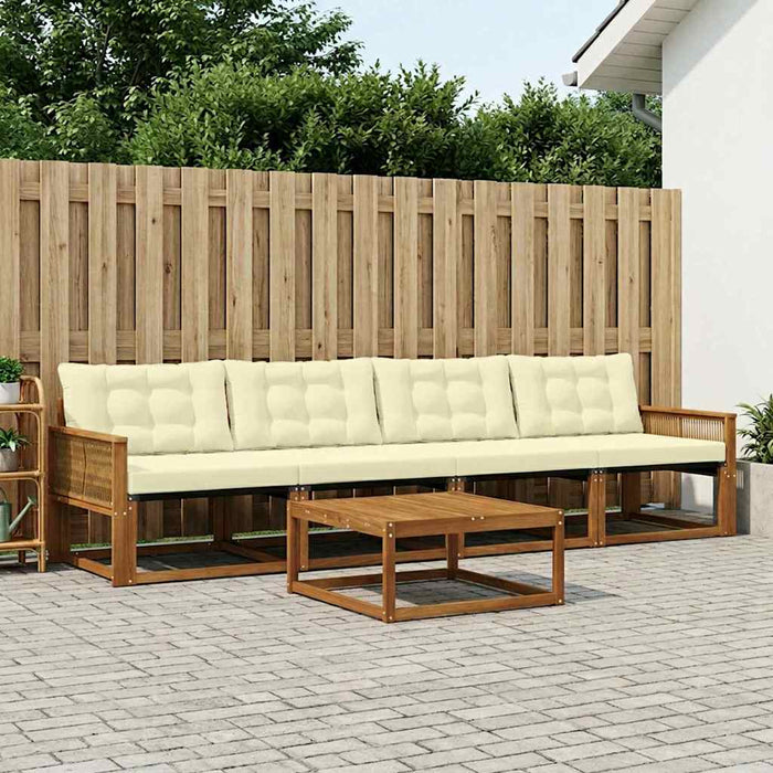 Set de canapele de exterior cu pernă 5 pcs Natural și Crem WALTI