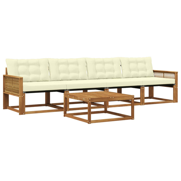 Set de canapele de exterior cu pernă 5 pcs Natural și Crem WALTI