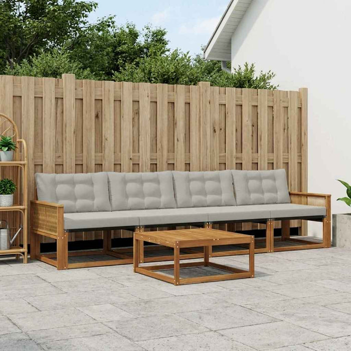 Set de canapele de exterior 5 pcs Natural și gri deschis WALTI