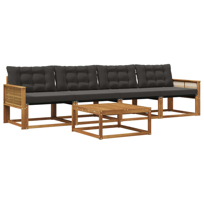 Set de canapele de exterior cu pernă 5 pcs Natural și Negru WALTI