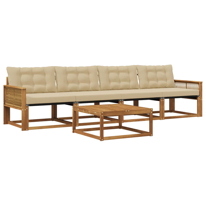 Set de canapele de exterior cu pernă 5 pcs Natural și Bej WALTI