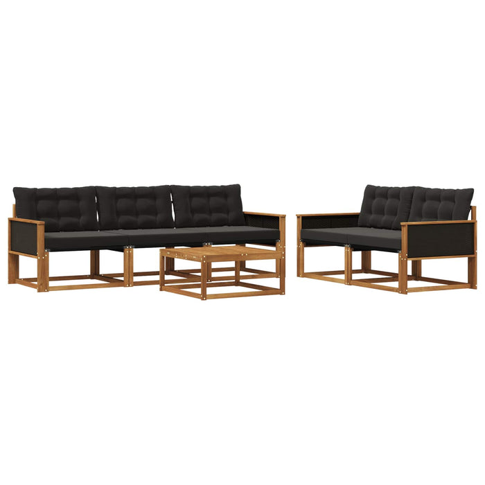 Set de canapele de exterior cu pernă 6 pcs Natural și Negru WALTI