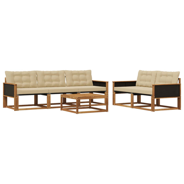 Set de canapele de exterior cu pernă 6 pcs Natural și Bej WALTI