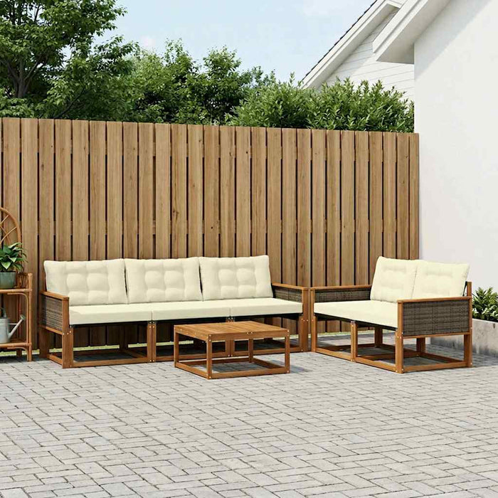 Set de canapele de exterior cu pernă 6 pcs Natural și Crem WALTI