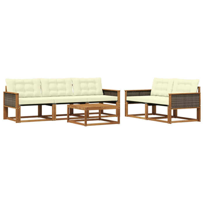 Set de canapele de exterior cu pernă 6 pcs Natural și Crem WALTI