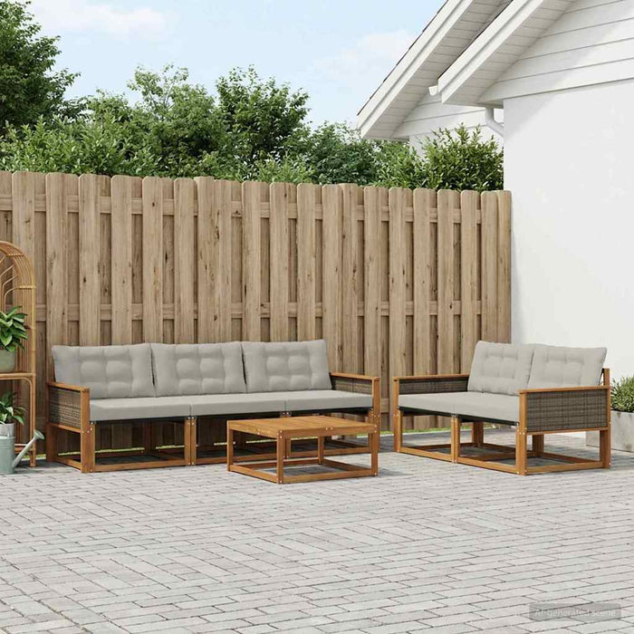 Set de canapele de exterior 6 pcs Natural și gri deschis WALTI