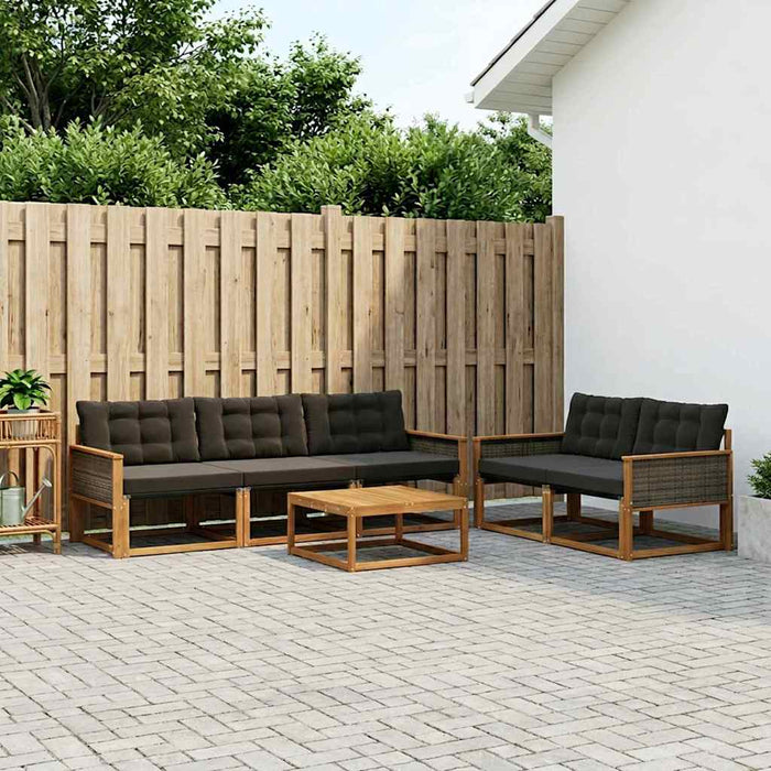 Set de canapele de exterior cu pernă 6 pcs Natural și Negru WALTI