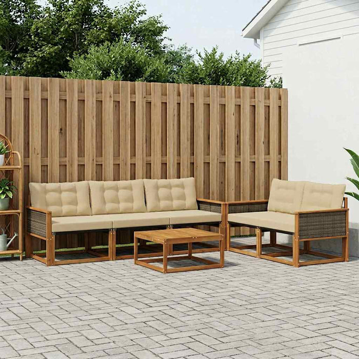 Set de canapele de exterior cu pernă 6 pcs Natural și Bej WALTI