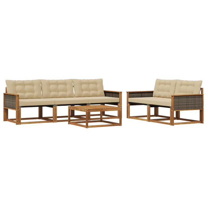 Set de canapele de exterior cu pernă 6 pcs Natural și Bej WALTI