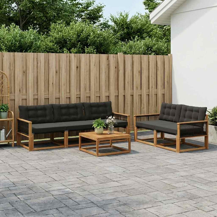 Set de canapele de exterior cu pernă 6 pcs Natural și Negru WALTI
