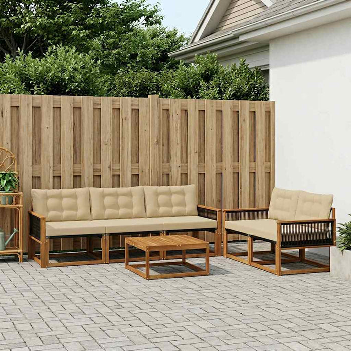 Set de canapele de exterior cu pernă 6 pcs Natural și Bej WALTI