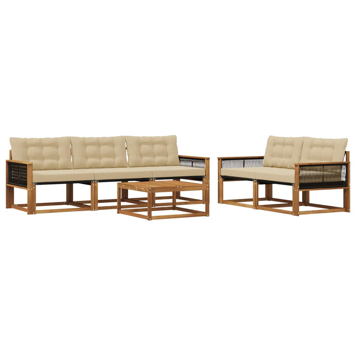Set de canapele de exterior cu pernă 6 pcs Natural și Bej WALTI