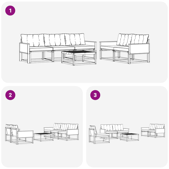 Set de canapele de exterior cu pernă 6 pcs Natural și Bej WALTI
