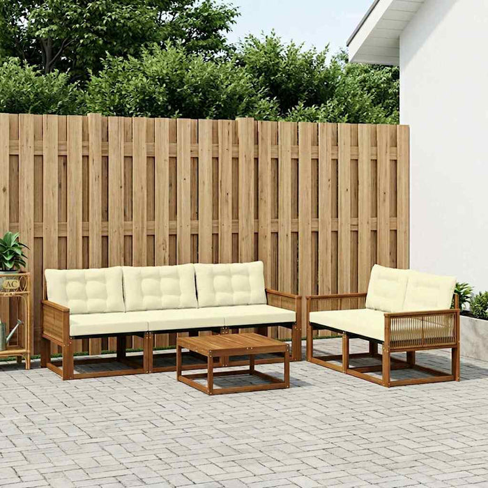 Set de canapele de exterior cu pernă 6 pcs Natural și Crem WALTI